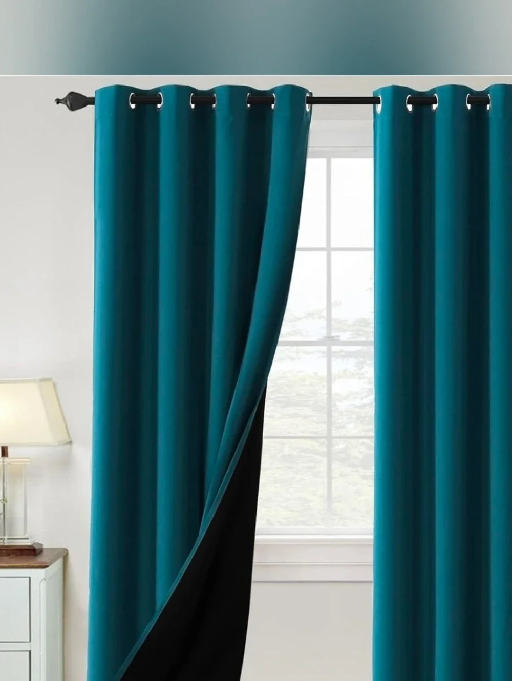 Teal Blackout Grommet Curtain 3 Panels